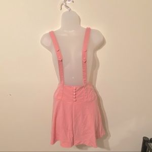 Pink Buttoned Suspender Skirt - Size Medium